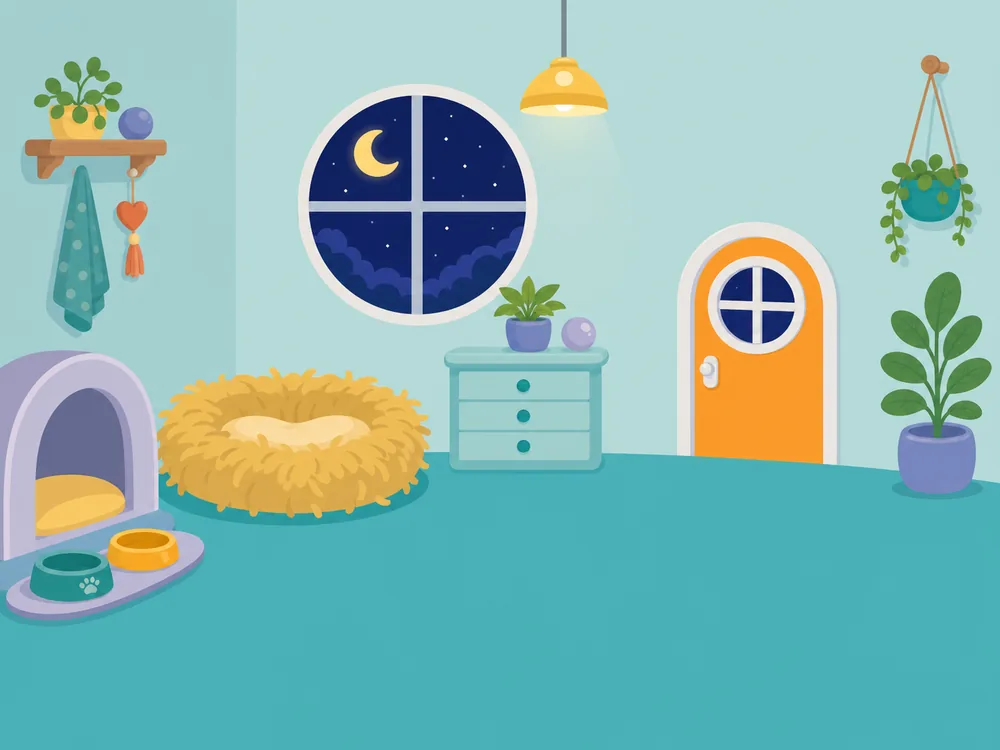 The same cozy room in the soft light of evening